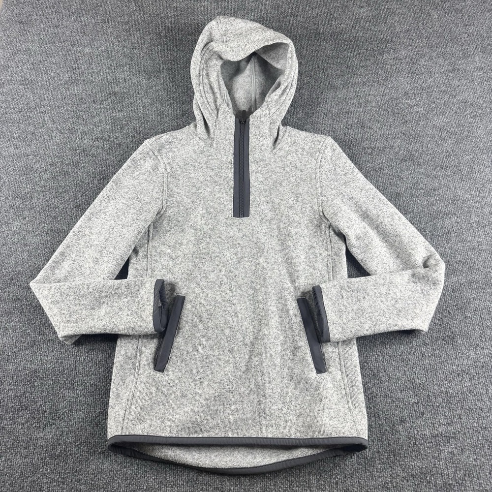 Lululemon Hoodie Womens S? Gray Knit 1/4 Zip Pullover Pockets Raglan Logo